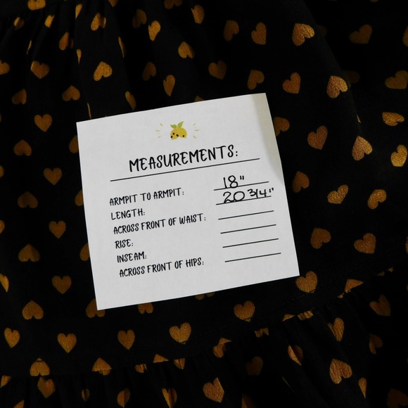 MADEWELL Silk Black Gold Heart Flip Button Back Tiered Top Blouse X-Small - Picture 16 of 16